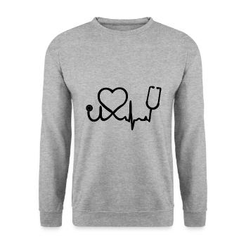Doctor Doctor Nurse Heart Doctor Doctor Helper - Unisex Sweatshirt - salt & pepper - Front - Alina (178cm) & Michal (187cm)