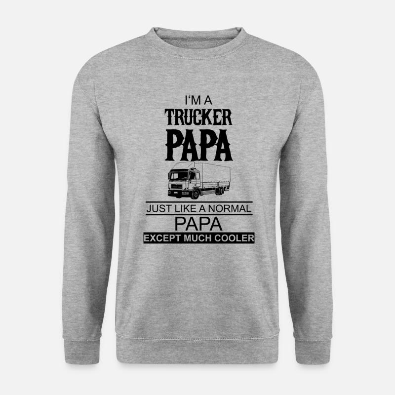 Trucker | LKW | Papa - Unisex Pullover - Weißgrau meliert
