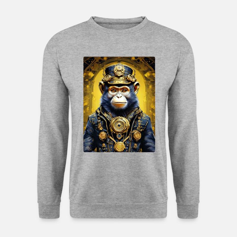 Steampunk Monkey 1.14 - Unisex Pullover - Weißgrau meliert