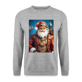 Steampunk Weihnachten Santa Claus 1.1 - Unisex Pullover - Weißgrau meliert - Vorne - Alina (178cm) & Michal (187cm)
