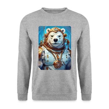Ours de glace steampunk 1.8 - Sweat-shirt Unisexe - gris chiné - Devant - Alina (178cm) & Michal (187cm)