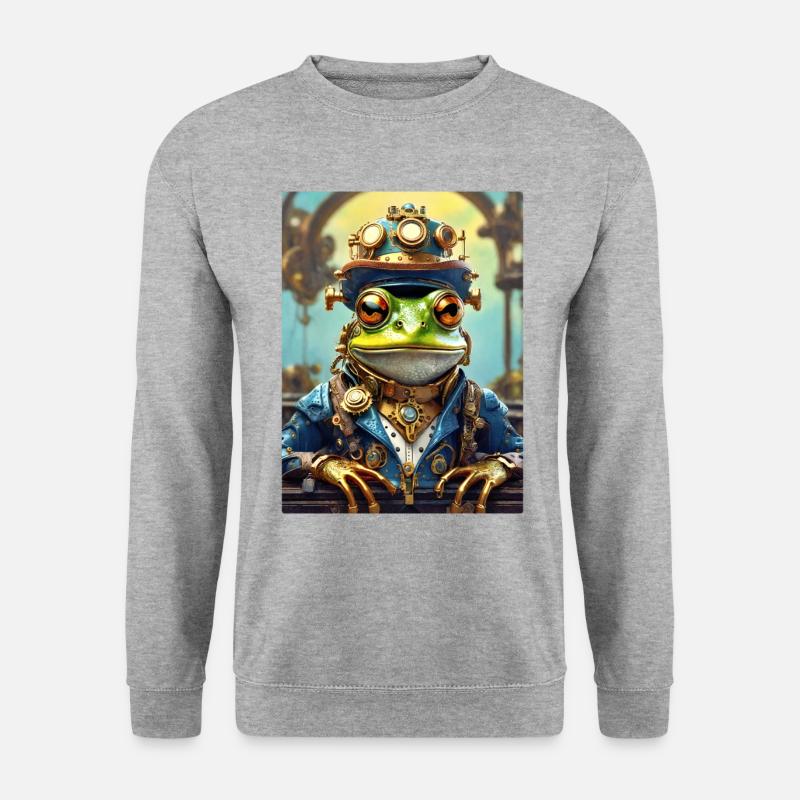 Steampunk Frosch 1.3 - Unisex Pullover - Weißgrau meliert