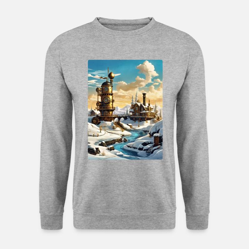 Steampunk Winterlandschaft 1.4 - Unisex Pullover - Weißgrau meliert