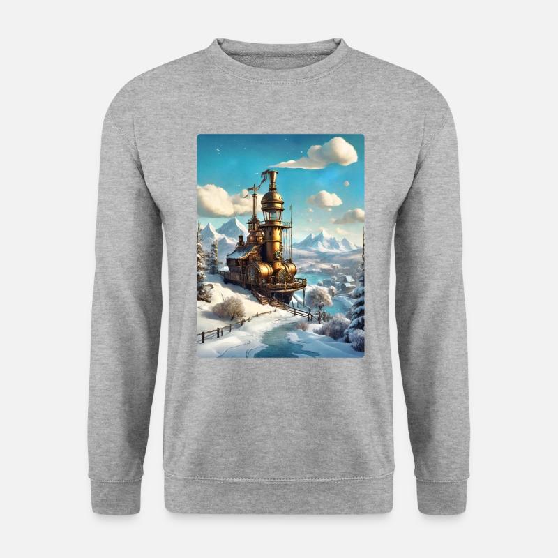 Steampunk Winterlandschaft 1.5 - Unisex Pullover - Weißgrau meliert