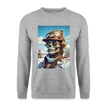Steampunk Paysage D’hiver Zombie 1.3 - Sweat-shirt Unisexe - gris chiné - Devant - Alina (178cm) & Michal (187cm)