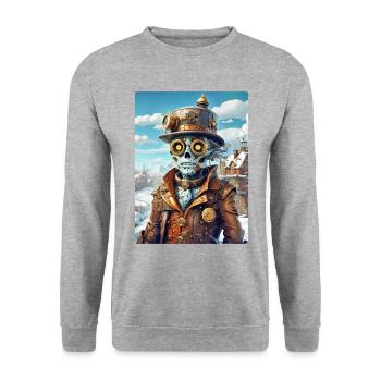 Steampunk Paysage D’hiver Zombie 1.4 - Sweat-shirt Unisexe - gris chiné - Devant - Alina (178cm) & Michal (187cm)
