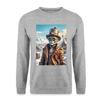 Steampunk Paysage D’hiver Zombie 1.8 - Sweat-shirt Unisexe - gris chiné - Devant - Alina (178cm) & Michal (187cm)