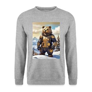 Steampunk Winter Landscape Bear 1.3 - Unisex Sweatshirt - salt & pepper - Front - Alina (178cm) & Michal (187cm)