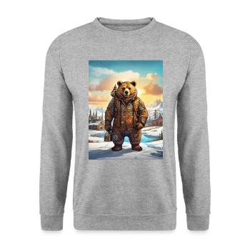 Steampunk Winter Landscape Bear 1.13 - Unisex Sweatshirt - salt & pepper - Front - Alina (178cm) & Michal (187cm)