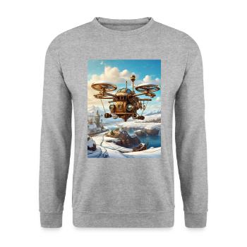 Steampunk Winter Landscape Drone 1.3 - Unisex Sweatshirt - salt & pepper - Front - Alina (178cm) & Michal (187cm)