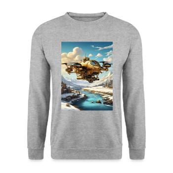 Steampunk Winter Landscape Drone 1.2 - Unisex Sweatshirt - salt & pepper - Front - Alina (178cm) & Michal (187cm)