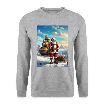 Père Noël Steampunk Winter Wonderland 1.2 - Sweat-shirt Unisexe - gris chiné - Devant - Alina (178cm) & Michal (187cm)