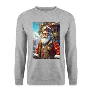 Père Noël Steampunk Winter Wonderland 1.4 - Sweat-shirt Unisexe - gris chiné - Devant - Alina (178cm) & Michal (187cm)