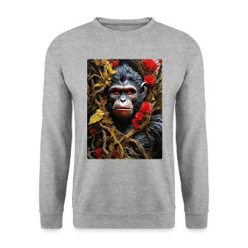 Spooky Plants Monkey 1.6 - Unisex Sweatshirt - salt & pepper - Front - Alina (178cm) & Michal (187cm)