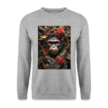 Spooky Plants Monkey 1.9 - Unisex Sweatshirt - salt & pepper - Front - Alina (178cm) & Michal (187cm)