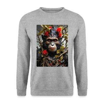 Spooky Plants Monkey 1.5 - Unisex Sweatshirt - salt & pepper - Front - Alina (178cm) & Michal (187cm)