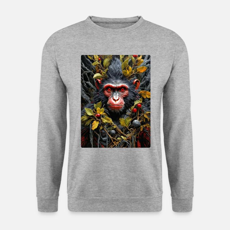 Gruselige Pflanzen Affe 1.8 - Unisex Pullover - Weißgrau meliert