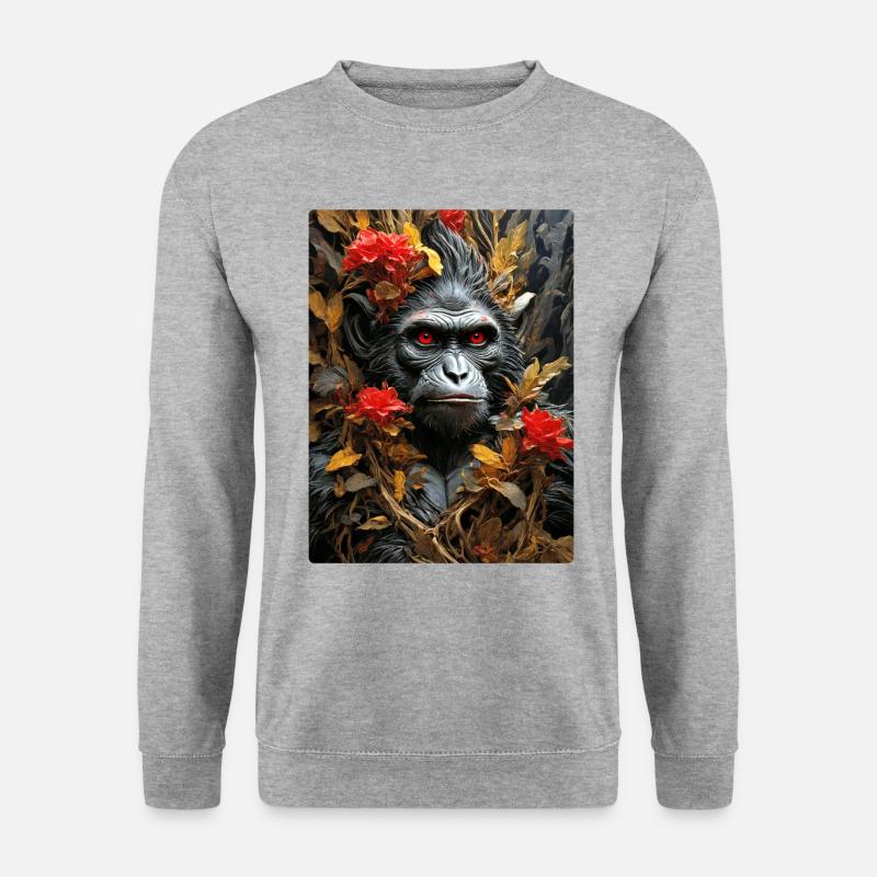 Gruselige Pflanzen Affe 1.10 - Unisex Pullover - Weißgrau meliert