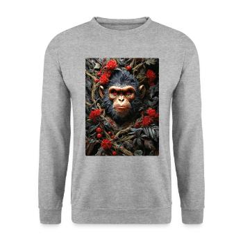 Spooky Plants Monkey 1.12 - Unisex Sweatshirt - salt & pepper - Front - Alina (178cm) & Michal (187cm)