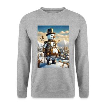 Steampunk hiver paysage bonhomme de neige 1.7 - Sweat-shirt Unisexe - gris chiné - Devant - Alina (178cm) & Michal (187cm)