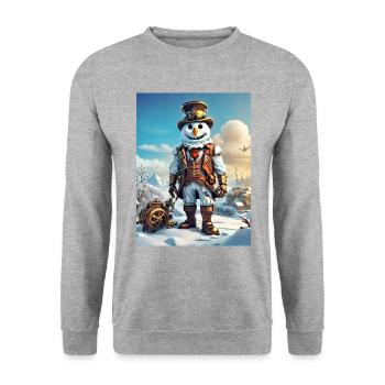 Steampunk hiver paysage bonhomme de neige 1.4 - Sweat-shirt Unisexe - gris chiné - Devant - Alina (178cm) & Michal (187cm)