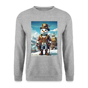 Steampunk hiver paysage bonhomme de neige 1.8 - Sweat-shirt Unisexe - gris chiné - Devant - Alina (178cm) & Michal (187cm)