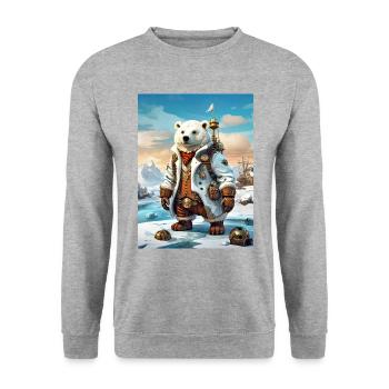 Steampunk Winter Landscape Polar Bear 1.1 - Unisex Sweatshirt - salt & pepper - Front - Alina (178cm) & Michal (187cm)