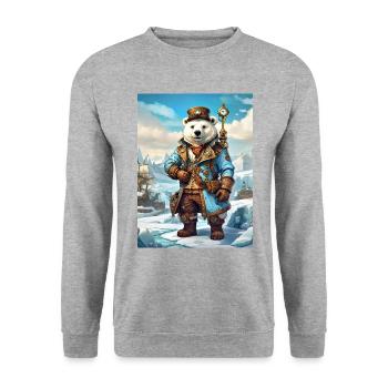 Steampunk Winter Landscape Polar Bear 1.2 - Unisex Sweatshirt - salt & pepper - Front - Alina (178cm) & Michal (187cm)