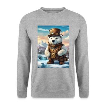 Steampunk Winter Landscape Polar Bear 1.11 - Unisex Sweatshirt - salt & pepper - Front - Alina (178cm) & Michal (187cm)
