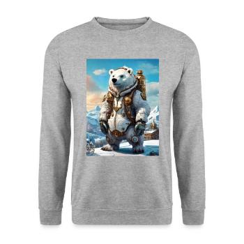 Steampunk Winter Landscape Polar Bear 1.10 - Unisex Sweatshirt - salt & pepper - Front - Alina (178cm) & Michal (187cm)