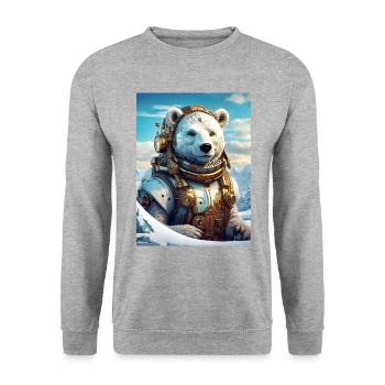 Steampunk Winter Landscape Polar Bear 1.3 - Unisex Sweatshirt - salt & pepper - Front - Alina (178cm) & Michal (187cm)