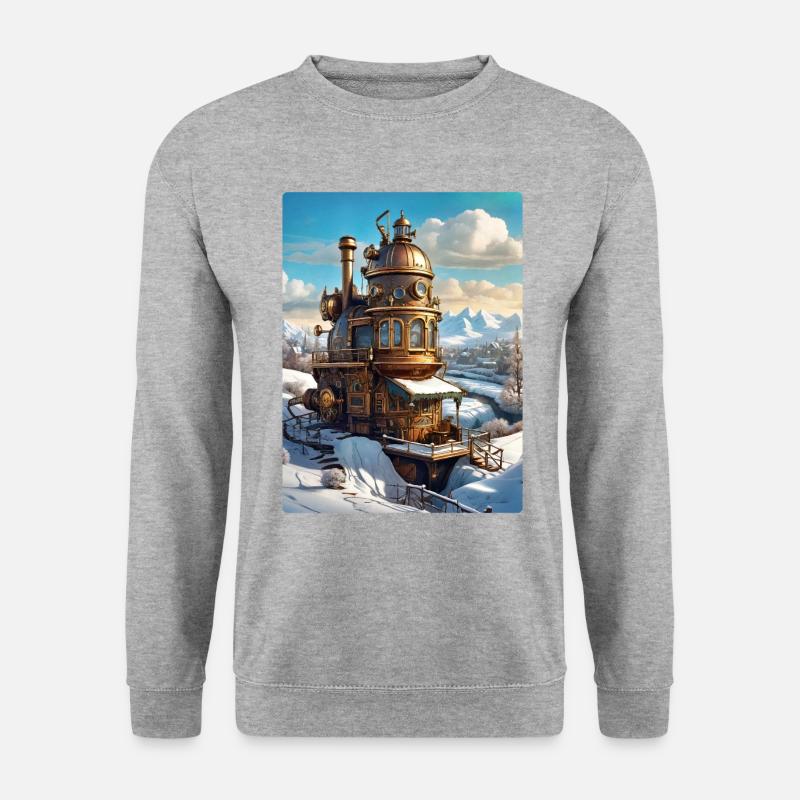 Steampunk Winterlandschaft 1.16 - Unisex Pullover - Weißgrau meliert