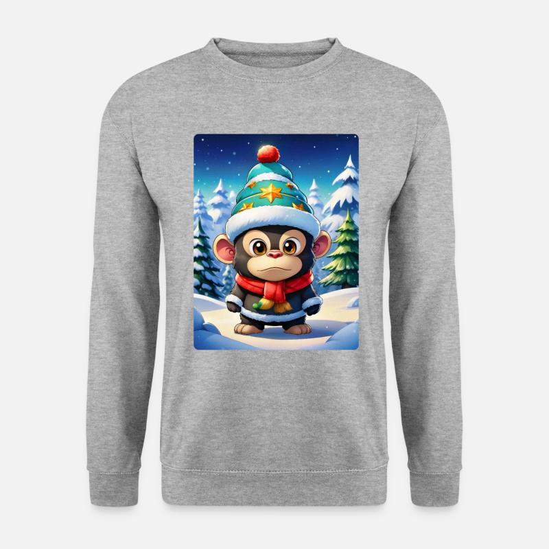 Anime Winterlandschaft Gorilla 1.2 - Unisex Pullover - Weißgrau meliert