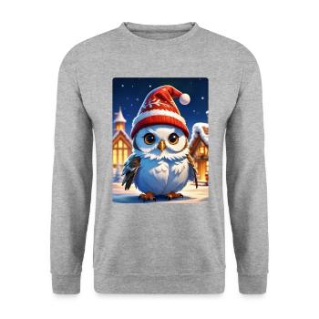 Anime Winterlandschaft Eule 1.5 - Unisex Pullover - Weißgrau meliert - Vorne - Alina (178cm) & Michal (187cm)