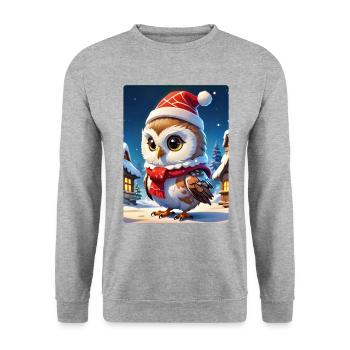 Anime Winterlandschaft Eule 1.8 - Unisex Pullover - Weißgrau meliert - Vorne - Alina (178cm) & Michal (187cm)