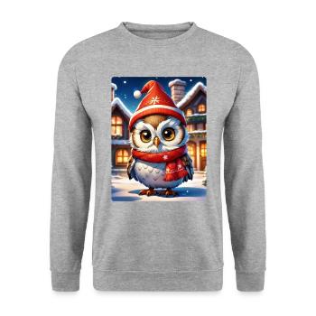 Anime Winterlandschaft Eule 1.6 - Unisex Pullover - Weißgrau meliert - Vorne - Alina (178cm) & Michal (187cm)