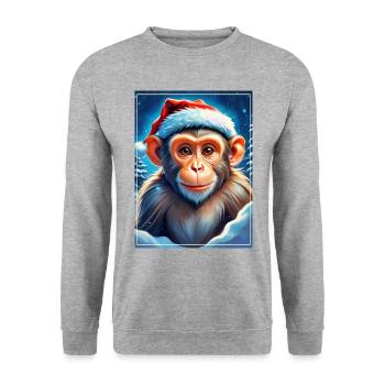 Singe Paysage D’hiver 1.17 - Sweat-shirt Unisexe - gris chiné - Devant - Alina (178cm) & Michal (187cm)