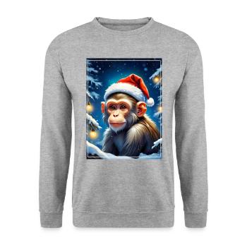 Singe Paysage D’hiver 1.8 - Sweat-shirt Unisexe - gris chiné - Devant - Alina (178cm) & Michal (187cm)
