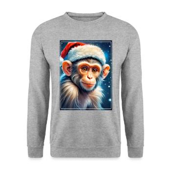 Singe Paysage d’Hiver 1.6 - Sweat-shirt Unisexe - gris chiné - Devant - Alina (178cm) & Michal (187cm)