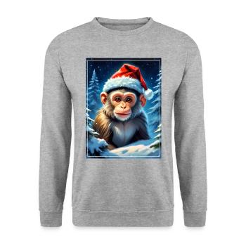 Singe au pays des merveilles de l’hiver 1.7 - Sweat-shirt Unisexe - gris chiné - Devant - Alina (178cm) & Michal (187cm)