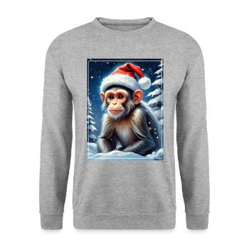 Singe Paysage D’hiver 1.9 - Sweat-shirt Unisexe - gris chiné - Devant - Alina (178cm) & Michal (187cm)