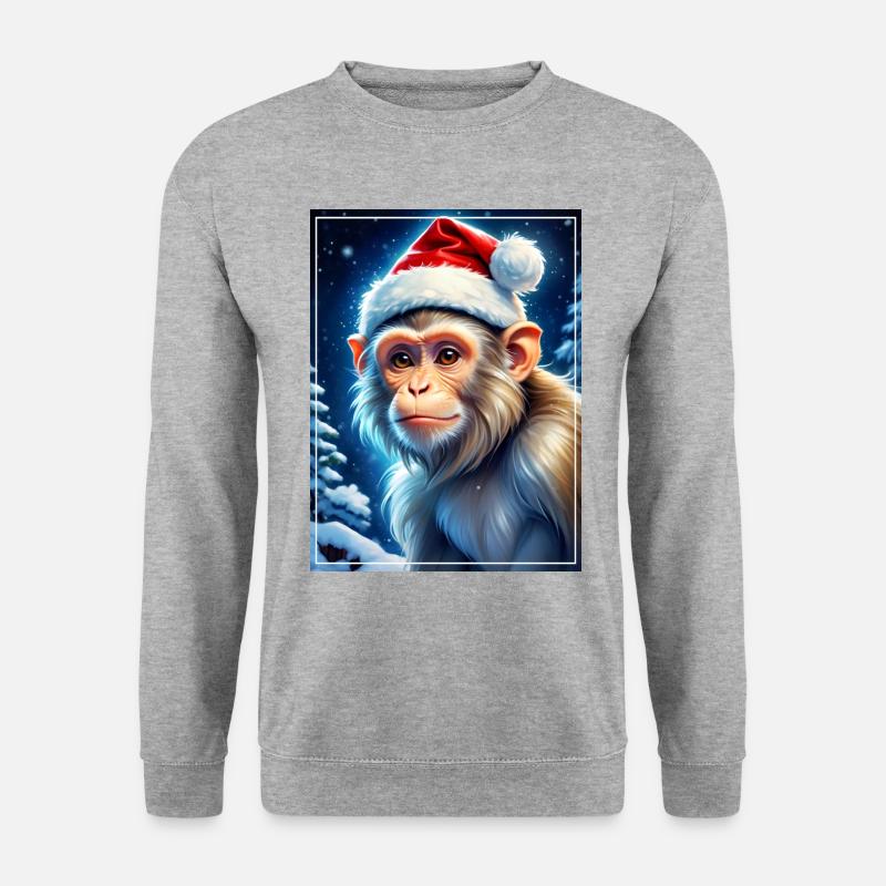 Winterlandschaft Monkey 1.10 - Unisex Pullover - Weißgrau meliert