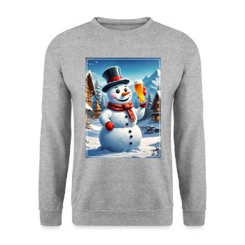 Bière de bonhomme de neige de Noël 1.1 - Sweat-shirt Unisexe - gris chiné - Devant - Alina (178cm) & Michal (187cm)
