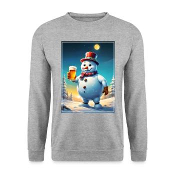 Bière de bonhomme de neige de Noël 1.5 - Sweat-shirt Unisexe - gris chiné - Devant - Alina (178cm) & Michal (187cm)