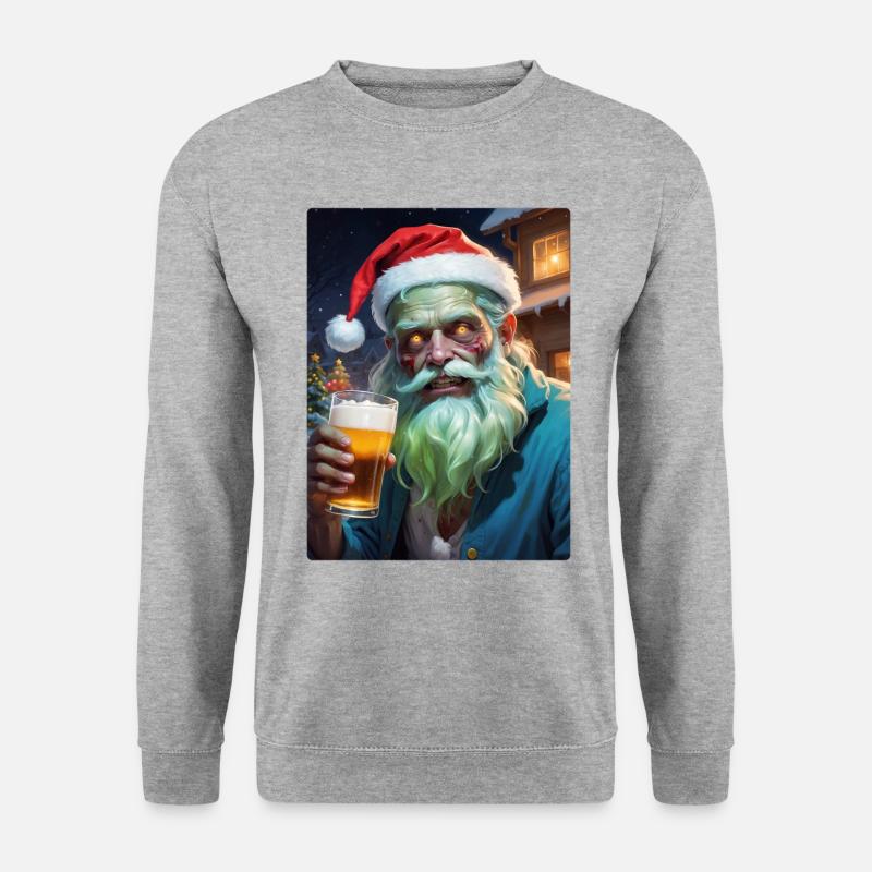 Weihnachten Zombie Bier 1.3 - Unisex Pullover - Weißgrau meliert