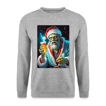 Christmas Zombie Beer 1.9 - Unisex Sweatshirt - salt & pepper - Front - Alina (178cm) & Michal (187cm)