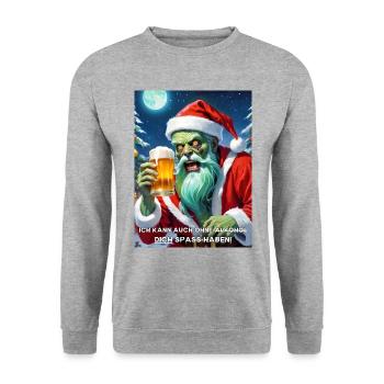 Weinachten Zombie Bier 2.9 - Unisex Pullover - Weißgrau meliert - Vorne - Alina (178cm) & Michal (187cm)