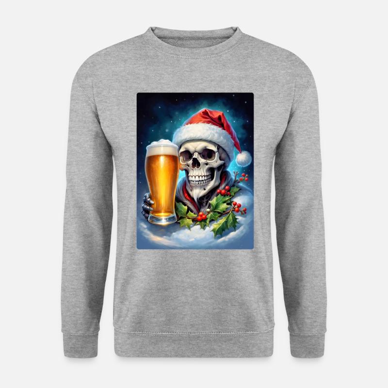 Christmas Skull Beer 1.8 - Unisex Sweatshirt - salt & pepper