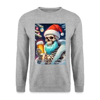 Weihnachten Skull Bier 2.9 - Unisex Pullover - Weißgrau meliert - Vorne - Alina (178cm) & Michal (187cm)