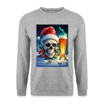 Weihnachten Skull Bier 2.11 - Unisex Pullover - Weißgrau meliert - Vorne - Alina (178cm) & Michal (187cm)